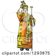 Bishop Holding Up A Cross