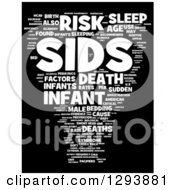 Clipart Of A White SIDS Sudden Infant Death Syndrome Word Tag Collage Over Black Royalty Free Illustration by MacX