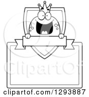 Poster, Art Print Of Badge Or Label Of A Black And White Happy Frog Prince Over A Shield Blank Sign And Banner