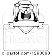 Poster, Art Print Of Badge Or Label Of A Black And White Happy Christmas Penguin With A Shield Blank Sign And Banner