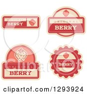 Poster, Art Print Of Set Of Strawberry Fruit Flavor Labels