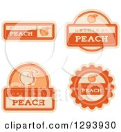 Poster, Art Print Of Set Of Peach Fruit Flavor Labels