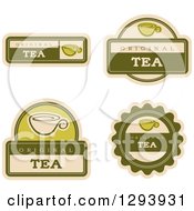 Set Of Green Tea Labels