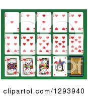 Poster, Art Print Of Layout Of A Hearts Playing Card Suit On Green