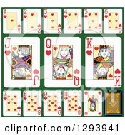 Poster, Art Print Of Layout Of A Hearts Playing Card Suit On Green 2