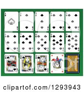 Poster, Art Print Of Layout Of A Spades Playing Card Suit On Green