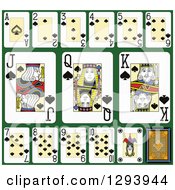 Poster, Art Print Of Layout Of A Spades Playing Card Suit On Green 2