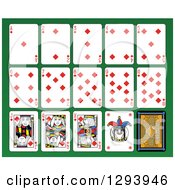 Poster, Art Print Of Layout Of A Diamonds Playing Card Suit On Green