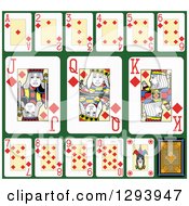 Poster, Art Print Of Layout Of A Diamonds Playing Card Suit On Green 2