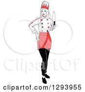 Clipart Of A Playing Card Suit Character Of A Queen Chef Holding A Knife Royalty Free Vector Illustration