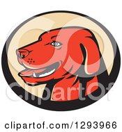 Poster, Art Print Of Retro Red Labrador Retriever Head In A Black And Tan Oval