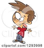 Poster, Art Print Of Cartoon Brunette White Boy Making A Funny Face On Insanity Day