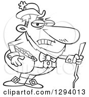 Poster, Art Print Of Black And White Cartoon Grouchy Leprechaun Holding A Pot Of Gold And A Stick