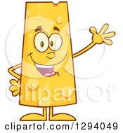 Clipart Of A Cartoon Happy Cheese Character Waving Royalty Free Vector Illustration by Hit Toon