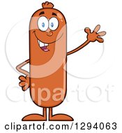 Poster, Art Print Of Cartoon Happy Sausage Character Waving