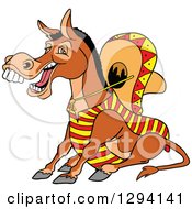 Poster, Art Print Of Cartoon Happy Mexican Donkey Sitting And Laughing