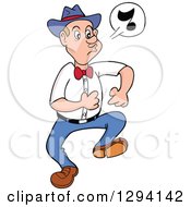 Clipart Of A Cartoon Happy Optimistic White Man Marching And Whistling Royalty Free Vector Illustration