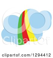 Clipart Of A Blue Cloud With A Rainbow Royalty Free Vector Illustration