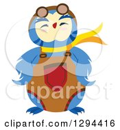 Clipart Of A Blue Owl With Goggles And A Scarf Royalty Free Vector Illustration by Cherie Reve