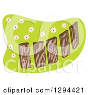 Clipart Of A Wood Fence And Flowers In Green Royalty Free Vector Illustration