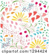 Poster, Art Print Of Seamless Colorful Spring Flower Pattern Background