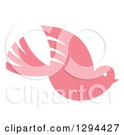 Clipart Of A Flying Pink Dove Or Bird Royalty Free Vector Illustration