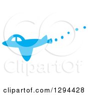 Clipart Of A Flying Blue Plane With A Trail Royalty Free Vector Illustration