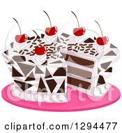 Poster, Art Print Of Cherry Topped Black Forest Cake On A Pink Platter
