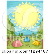 Poster, Art Print Of Giant Sun Over Tents At A Camp Ground