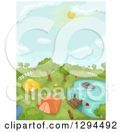 Poster, Art Print Of Camp Ground Dock And Boat At A Lake Or Pond