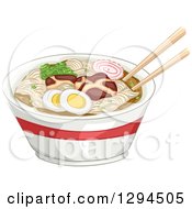 Poster, Art Print Of Pair Of Chopsticks Resting On Top Of A Bowl Of Naruto Ramen Noodles