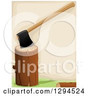 Poster, Art Print Of Background Of An Axe In A Log