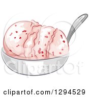 Clipart Of A Bowl Of Strawbery Ice Cream Royalty Free Vector Illustration