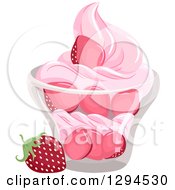Bowl Of Strawberries And Soft Serv Ice Cream