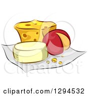 Poster, Art Print Of Assorted Cheeses On A Cloth