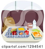 Poster, Art Print Of School Cafeteria Tray With A Sandwich By Books On A Table