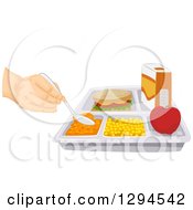 Poster, Art Print Of Hand Schooping Food From A Tray With A Sandwich