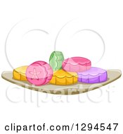 Clipart Of A Plate Of Colorful Mooncakes Royalty Free Vector Illustration