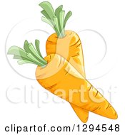 Clipart Of Two Plump Carrots Royalty Free Vector Illustration