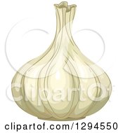 Clipart Of A White Garlic Bulb Royalty Free Vector Illustration by BNP Design Studio