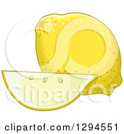 Clipart Of A Slice And Whole Lemon Royalty Free Vector Illustration