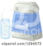 Clipart Of A Glass Of Milk And Bag Of Powder Royalty Free Vector Illustration