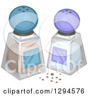 Poster, Art Print Of Salt And Pepper Shakers With Blue And Purple Tops