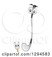 Clipart Of A Happy Golf Club And Ball On A Tee Royalty Free Vector Illustration