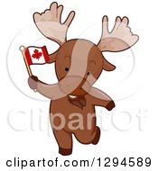 Poster, Art Print Of Cartoon Patriotic Moose Holding A Canadian Flag