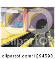 Poster, Art Print Of Train Coming Through A Tunnel In A Subway Station