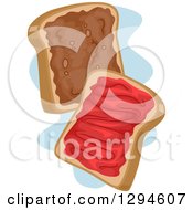 Slices Of Bread With Peanut Butter And Jelly