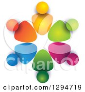 Poster, Art Print Of Unity Team Circle Of Colorful Abstract People With Shading On White 3