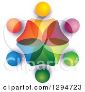 Poster, Art Print Of Unity Team Circle Of Colorful Abstract People Overlapping With Shading On White