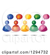 Poster, Art Print Of Group Of 3d Floating Colorful People With Speech Balloons And Shadows